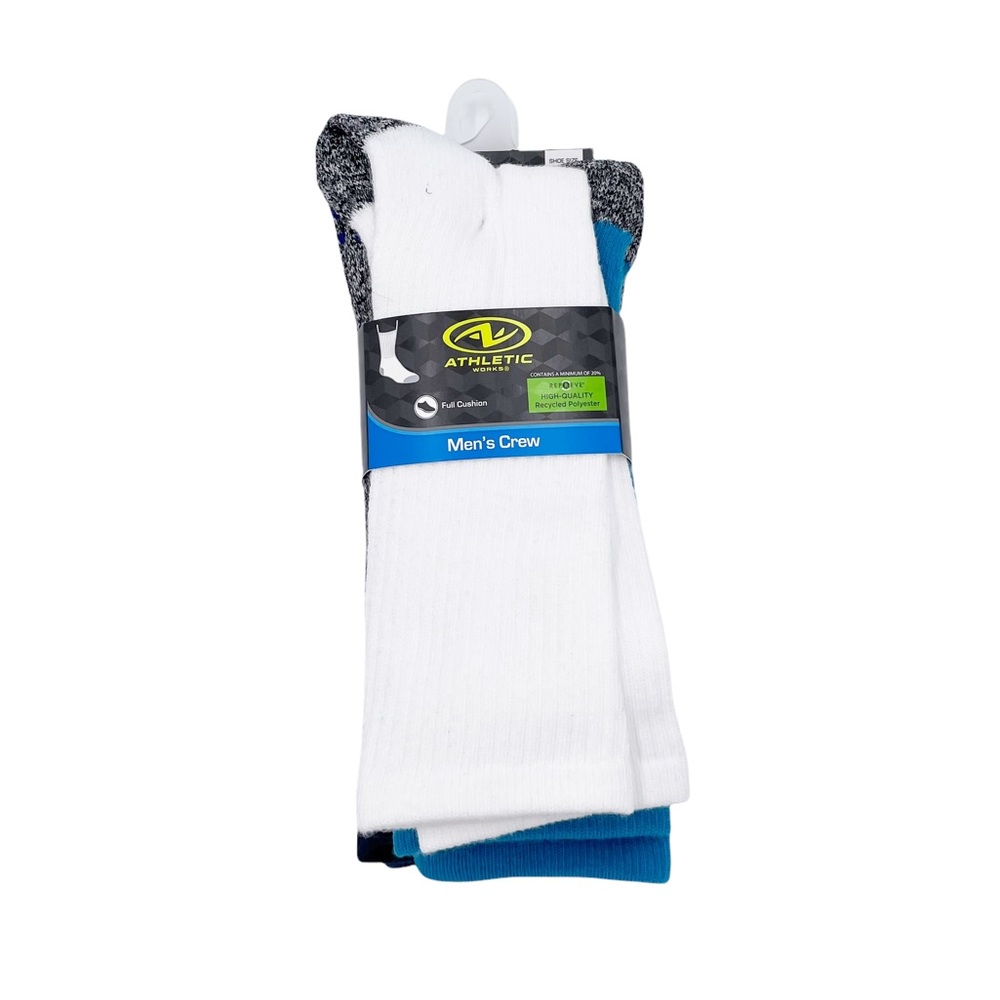 NEW Athletic Works Men's Half Cushion Crew Socks 3-Pack Variety Shoe Size 6-12